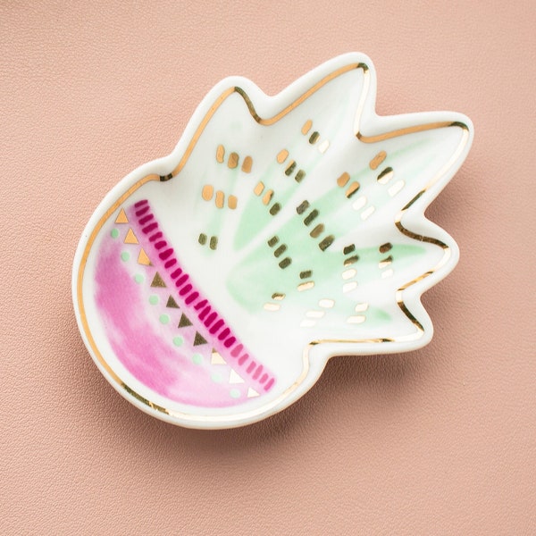 Pink Succulent Trinket Dish | Ring dish | Plant Lady Jewelry Dish | Ceramic Trinket Tray | Cactus ring dish | Desert Theme Plant Gift