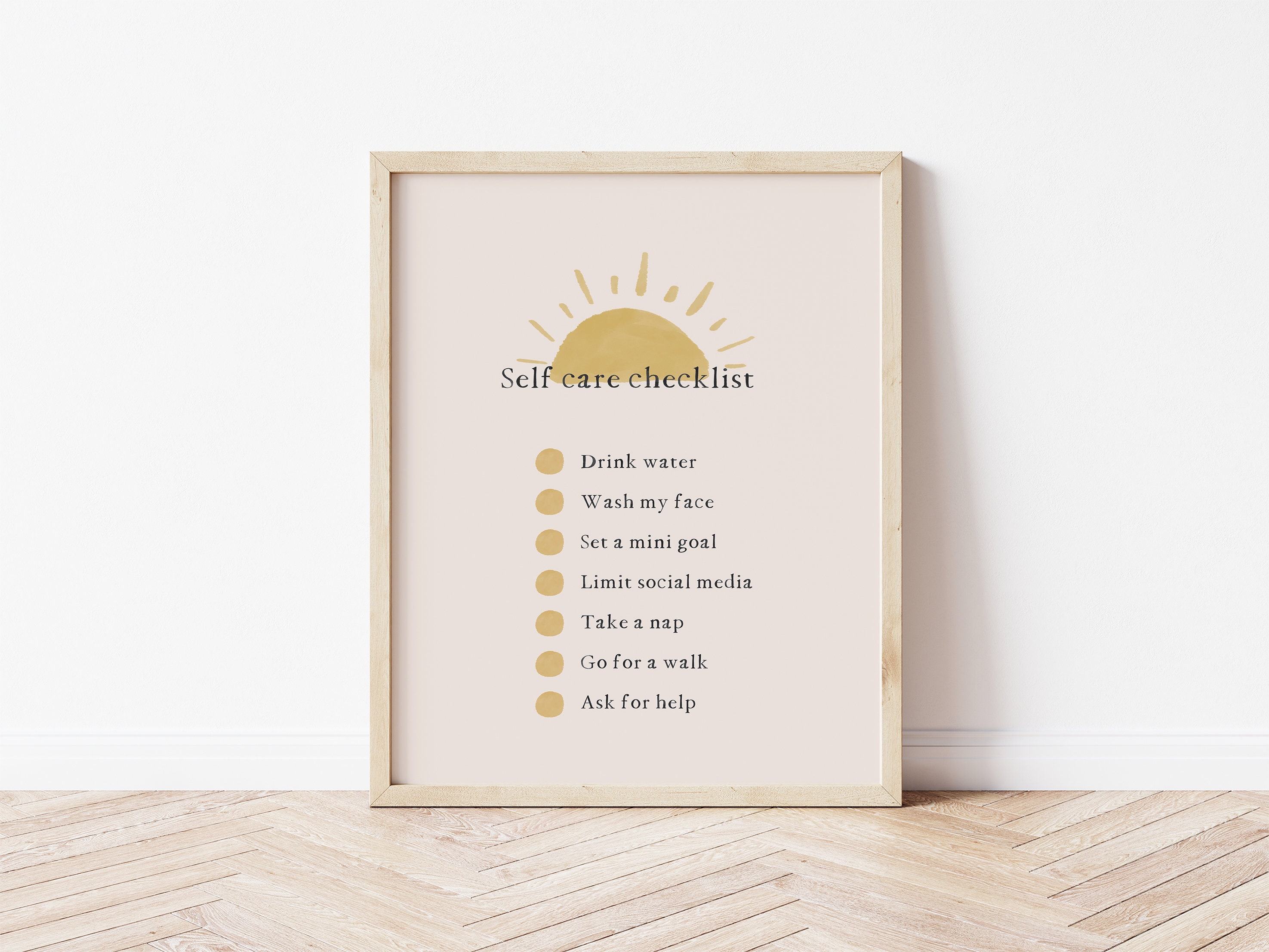 Self Care Checklist Printable Wall Art, Mental Health Wall Art ...