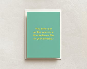 Wes Anderson Birthday Day Card, Funny Birthday Card, Minimalist Card for Mom, Minimalist Card for Friend