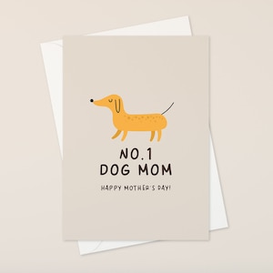 Tarjeta de mamá de perro número uno imprimible, tarjeta del día de la madre, tarjeta de amante de perros, mejor mamá de perro, tarjeta en blanco, de hija, de hijo