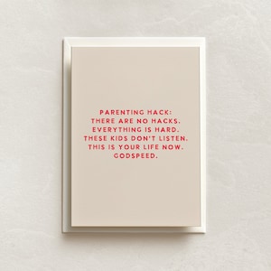 Ouderschap Hack Card, afdrukbare Moederdagkaart, grappige Moederdagkaart, eerste Moederdag, sarcastische Moederdag, minimalistische kaart