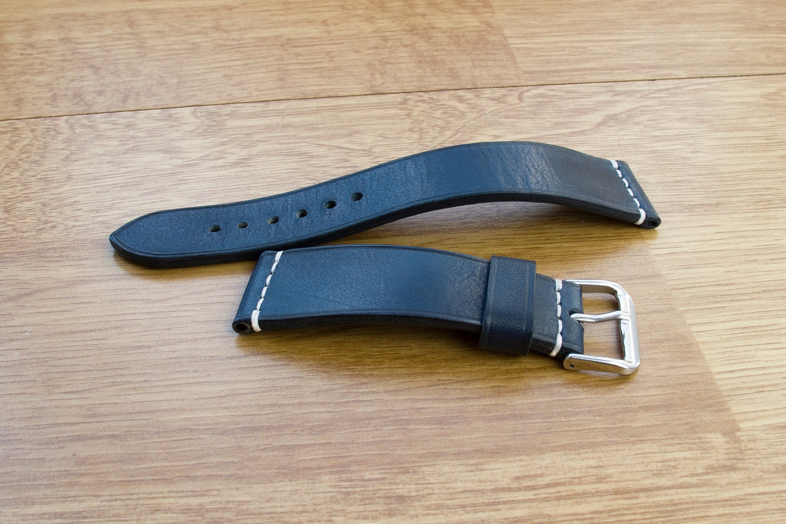 Dark blue Men's Watch band Leather Mens watch strap 24mm | Etsy
