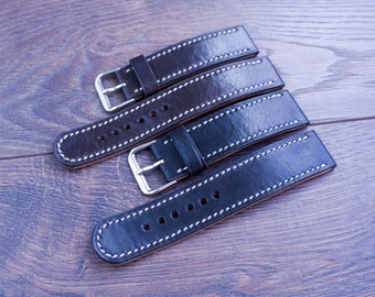 Watch strap leather, Handmade watch strap, Genuine leather bund strap ,Men's watch bands,Black watch strap,Brown Leather Band, leather strap