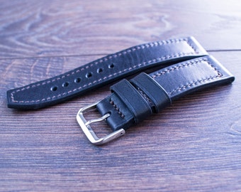 correa de reloj, correa de cuero hecha a mano, correa de reloj de cuero, correa de reloj de 22 mm, correa de reloj de cuero, correa de reloj, correa de cuero negro, mejor regalo