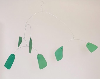 Abstract Sage Green Modern Mobile, 37"w x 17"h