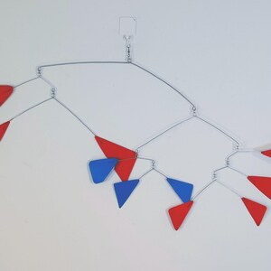 Classic Painted Metal Mobile, Orange and Blue, 32” wide x 18” high