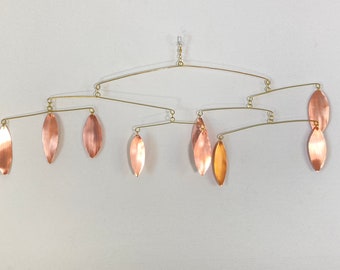 Pure Copper and Brass Leaf Mobile, 25" w x10”