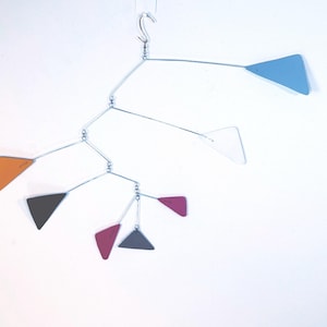 Classic Triangle Painted Mobile, Pink, Black, White, Salmon and Light Blue 26” wide x 17” high