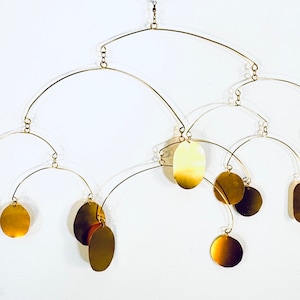 Pure Brass Circles and Ovals Mobile, 23” wide x 13” high
