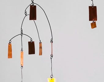 Classic Copper Rectangles on Black Wire, 21” wide x 19” high