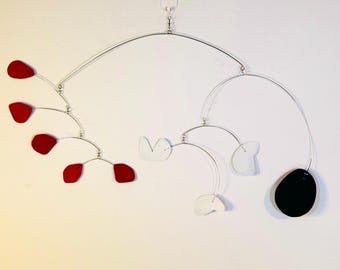 Red, White and One Black Dot, Modern Mobile 33” x 20”
