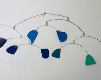 Modern Multicolor Blue and Green Abstract Shapes Mobile 37" x 12"