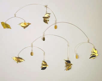 Brass Birds Mobile, Modern Abstract, 29” x 18”