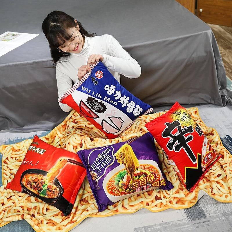 Ramen Noodle Blanket w/ Pillow Kawaii Gifts Kawaii Decor Etsy