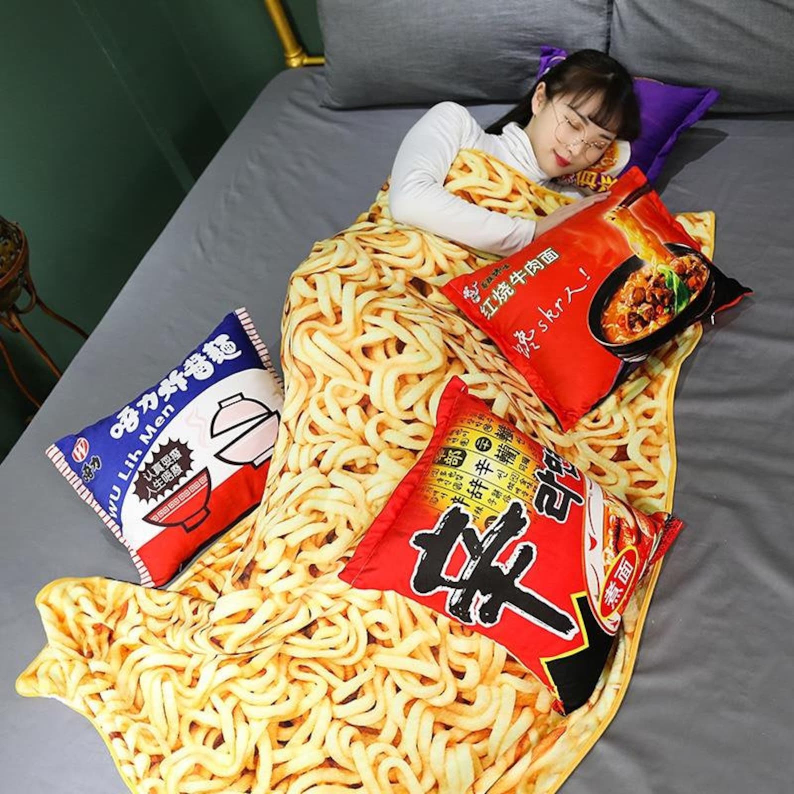 Ramen Noodle Blanket w/ Pillow Kawaii Gifts Kawaii Decor Etsy