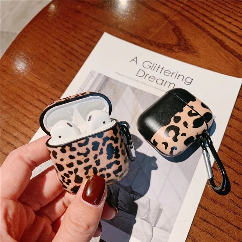 Clip Included Cheetah Print AirPod Case