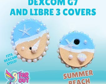 Dexcom G7 Cover | Reusable Sensor Accessory | Libre 3+ Cover | Stelo | Summer Beach | CGM Accessories