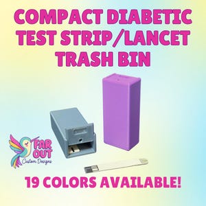 Compact Diabetic Test Strip & Lancet Disposal Bin | Portable Diabetes Trash Container | Reusable Test Strip Holder | 3D Printed Travel Case