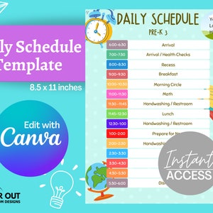 Childcare / School Daily Class Schedule Template