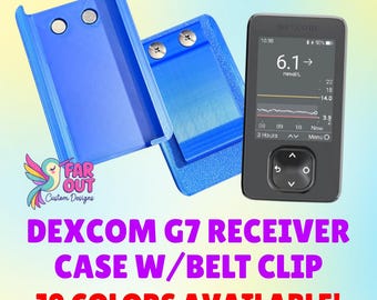 Dexcom G7 Receiver Case w/ Belt Clip | 3D Printed PLA | Clip On Holder | Easy Charging Access | Diabetes Accessory