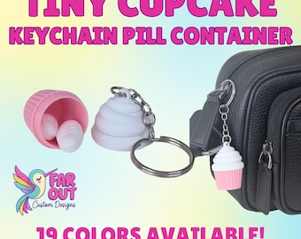 Cupcake Pill Keychain | Mini Pill Holder | Cute Medication Container | Travel Pill Case | Discreet Pill Storage | 19 Colors Available