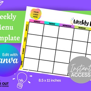 Weekly Menu Childcare/School - Canva Template