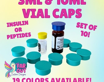 10 Pack Insulin Vial Caps | 3ml & 10ml Vial Protector Covers | Peptide Vial Caps | Colorful Vial Tops | Diabetic Accessories
