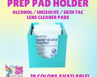Prep Pad Holder Box – Alcohol Wipe & Adhesive Remover Storage Case – Skin Tac, Unisolve  Lens Cleaner Pad Organizer – 19 colors available