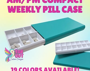 AM/PM Weekly Pill Organizer | Compact 7 Day Pill Case | Travel Pill Box | Small Medication Organizer | Portable 3D Printed Pill Holder