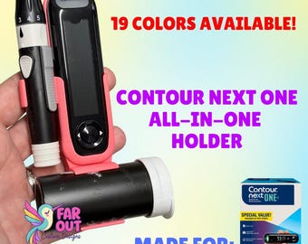 3-in-1 Holder for Contour Next One Meter, Lancing Device, and Test Strips – Compact Diabetes Organizer – 19 Colors Available