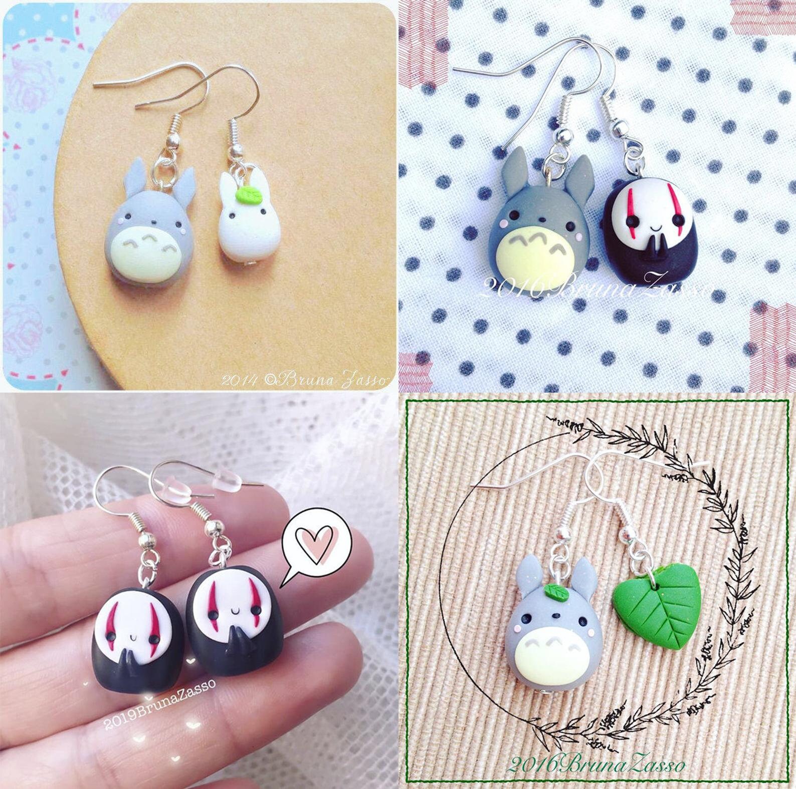 Handmade Earrings Cute Kawaii Bijoux Fimo Polymer Clay Fan Art Etsy