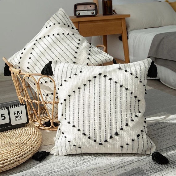 Cream Geometric Diamond 18 in. x 18 in. Square Decorative Throw Pillow