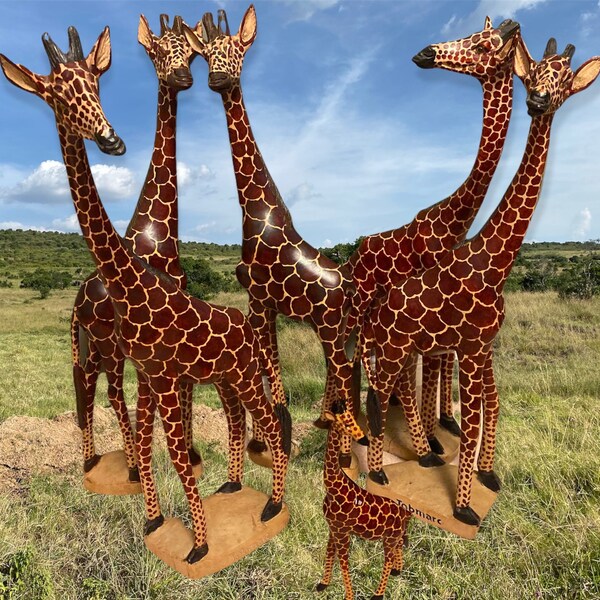 Wooden Giraffe Statue Etsy