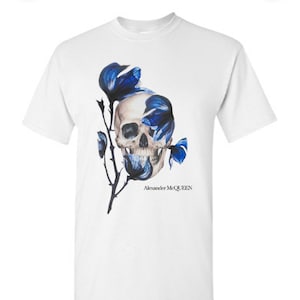 Tシャツ・カットソー MCQUEEN Flocked 'Skull' T-shirt Alexander McQueen Skull logo-print T-shirt | Black | FARFETCH
