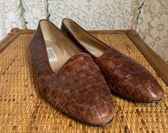 native flat slip on with woven leather straps