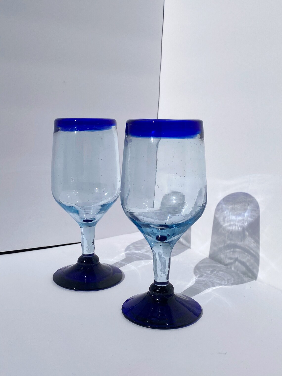 Set of 5 Vintage Hand Made Blown Glass Wine Glasses Mexican Etsy UK