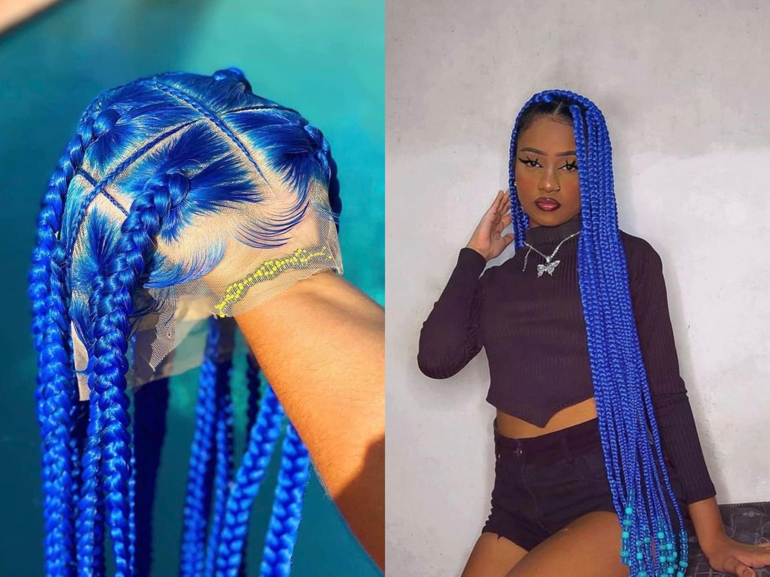 Blue Knotless Braids -  Australia