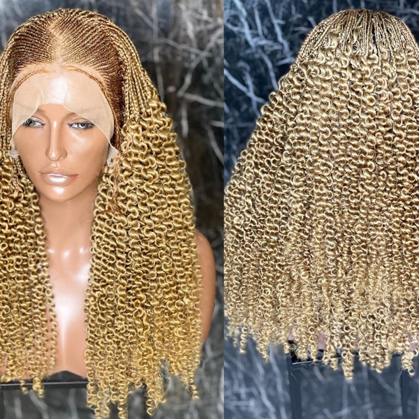 Perruque tressée, tresses sans nœuds, tresses boho, perruque tresse de boîte de perruque faux loc pour les femmes noires Ghana tissent des tresses torsadées, cornrow // Perruque tressée à la limonade