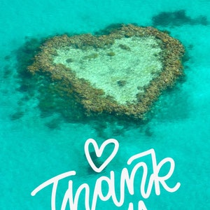 Carte de remerciement - Blue Ocean & Heart - Digital