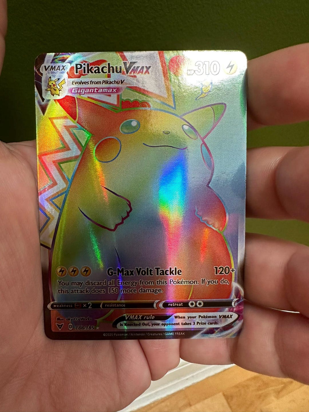 Pikachu VMAX Rainbow Secret Rare Proxy Card – 188/185 Gigantamax ...