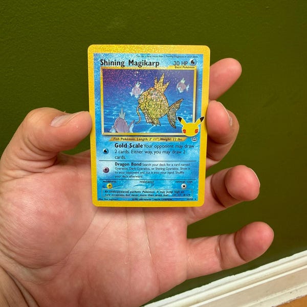 Shining Magikarp Card – Pokémon Proxy Card – Gold Holo Rare – Vintage Style Pokémon Card