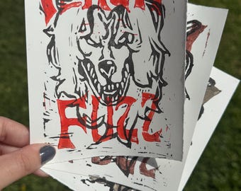 Creep Peachfuzz Linocut Print Art