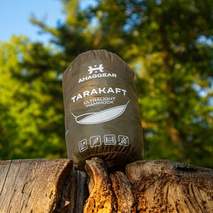 TARAKAFT - Ultralight Hammock from Ahaggear, for camping and travels, and relaxation in nature. Premuim Quality.