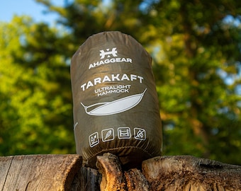 TARAKAFT Ultralight Camping Hammock from Ahaggear, Ripstop Nylon Travel Hammock, and relaxation in nature. Premuim Quality.