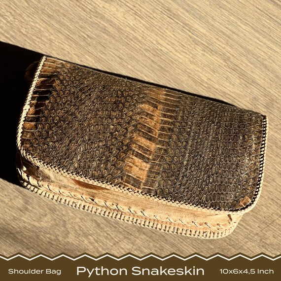Exotic Python Shoulder Bag African Python Skin Le… - image 3