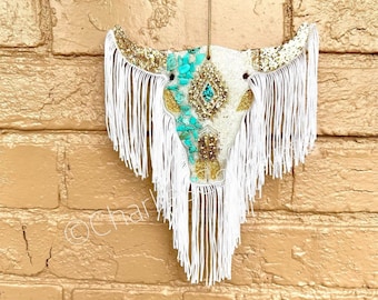 Turquoise Stone with Gold Aztec Bull Freshie