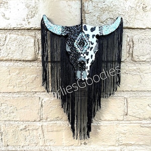 Glitter Black Cow Print Aztec Glitter Steer Freshie