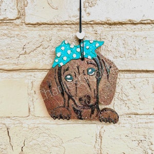 Dachshund Dog with Bow Freshie