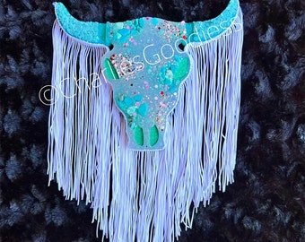 Turquoise Clear Geode Bull Freshie