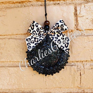 Glitter Sunflower with Leopard Bow Freshie